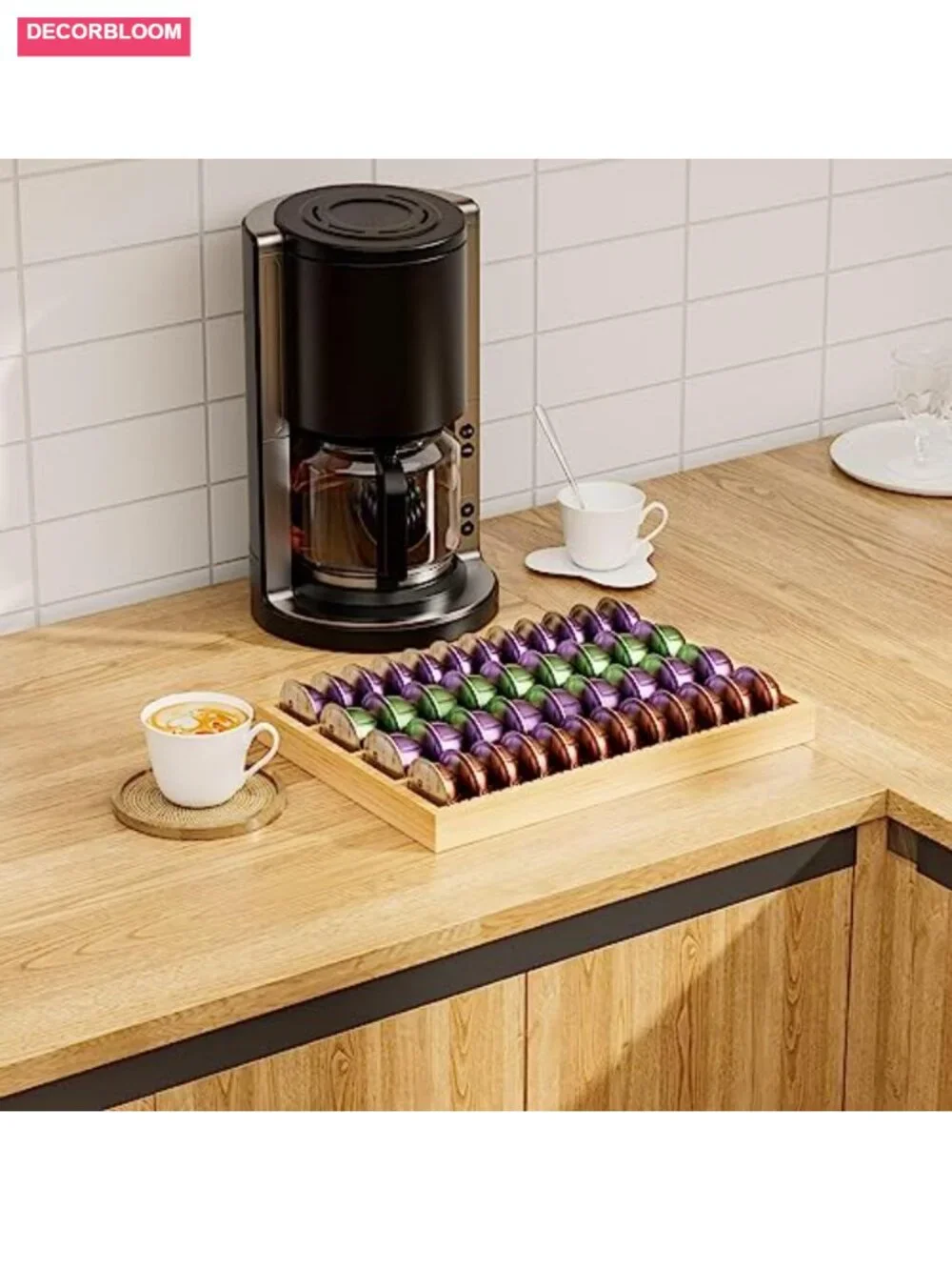 Bamboo Coffee Pod Storage Drawer Insert for Nespresso Vertuo Capsules